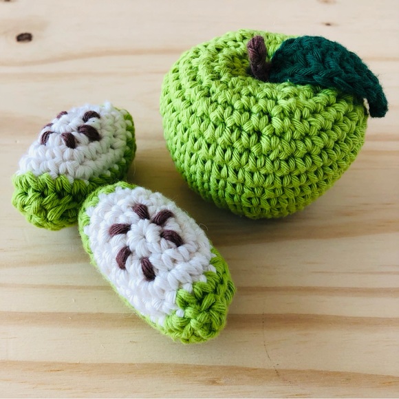 Hand Crafted Other - Crochet Apple & Apple Slices Crochet Foods Crochet Toys Pretend Play